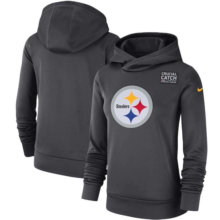 Women Pittsburgh Steelers Anthracite Nike Crucial Catch Performance Hoodie,We sell and wholesale Women Pittsburgh Steelers Anthracite Nike Crucial Catch Performance Hoodie on line form chian!